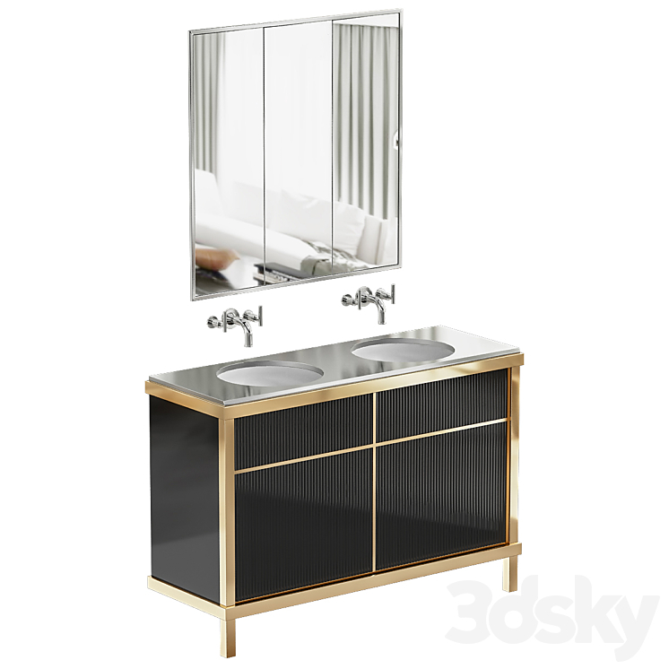 Art Deco Bathroom Vanity 3DS Max - thumbnail 1