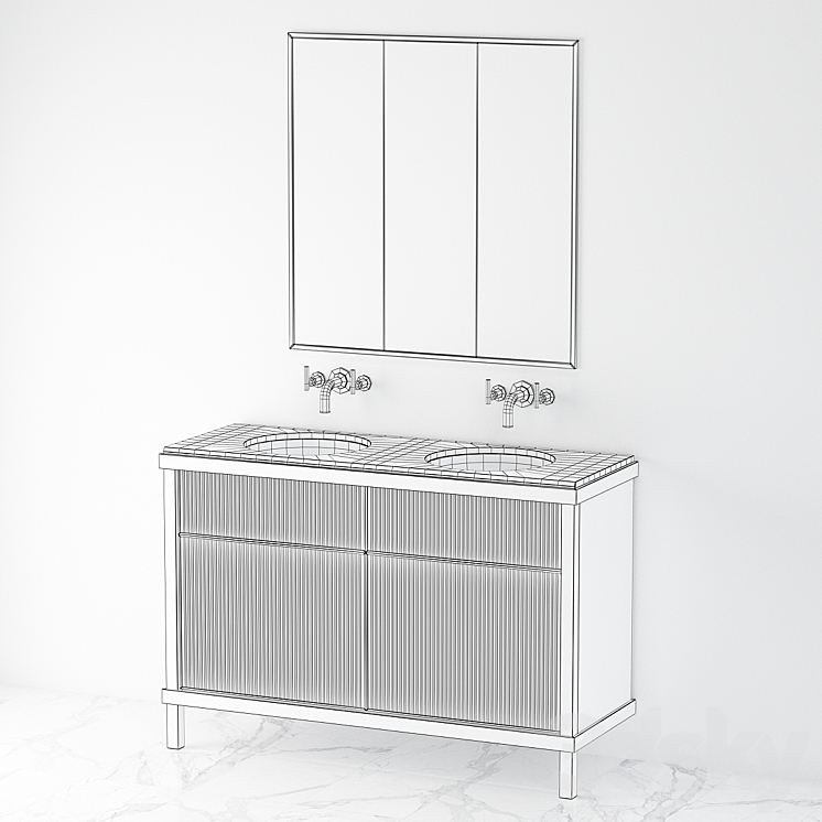 Art Deco Bathroom Vanity 3DS Max - thumbnail 2