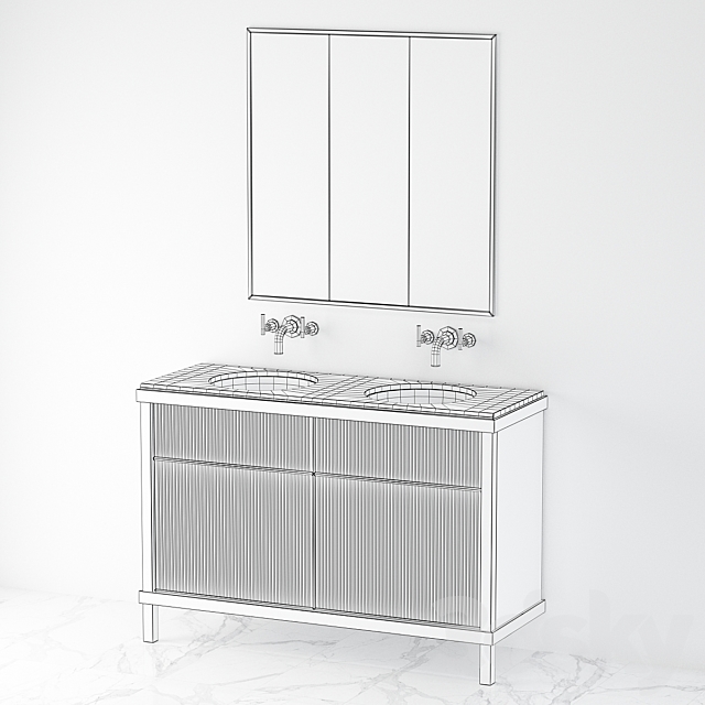 Art Deco Modern Bathroom 3DS Max Model - thumbnail 2