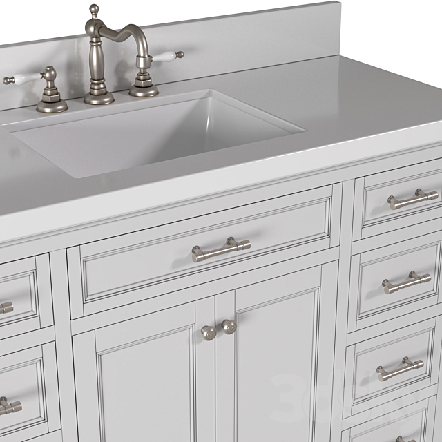 Bathroom Cabinet with a washbasin in a classic style. Bathroom furniture.Bathroom Sink Vanity 3ds Max - thumbnail 2