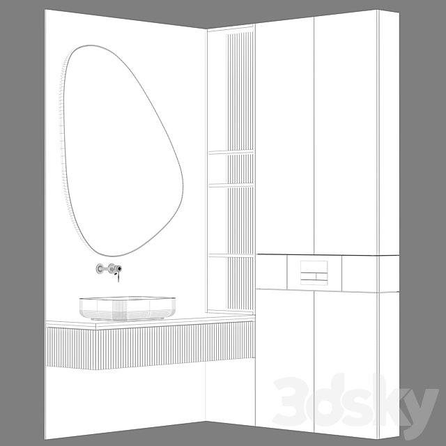 Bathroom furniture 01 in a modern minimalist style 3DS Max Model - thumbnail 3