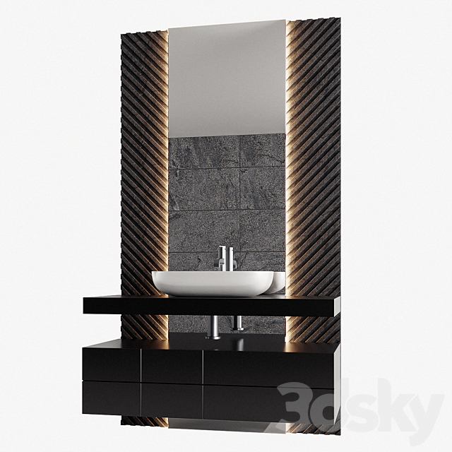 Bathroom Furniture 04 – Black Tiled Sets 3DS Max Model - thumbnail 2