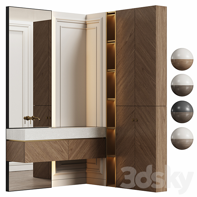 Bathroom furniture 08 in modern classic style 3ds Max - thumbnail 1