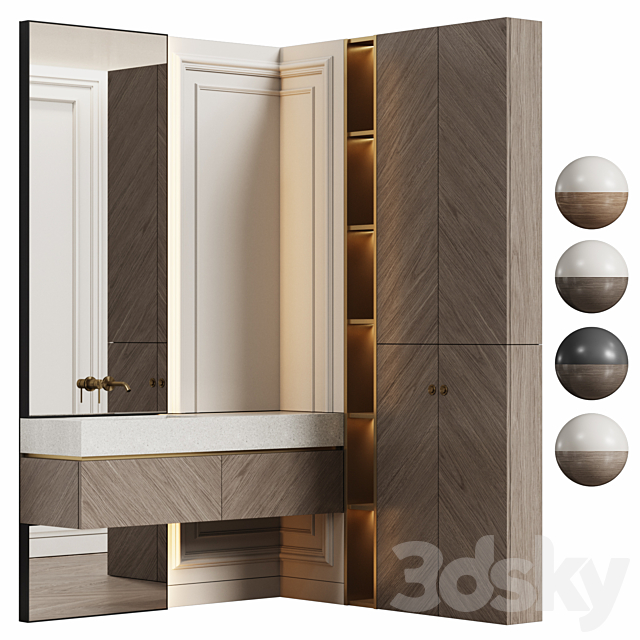 Bathroom furniture 08 in modern classic style 3ds Max - thumbnail 2