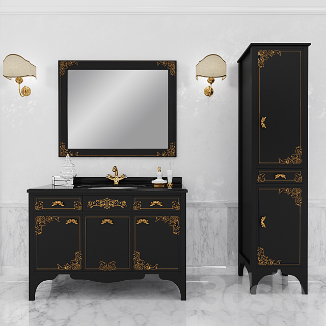 Bathroom furniture “Alice – Laccato nero oro” 3DS Max Model - thumbnail 2