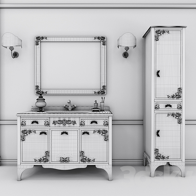 Bathroom furniture “Alice – Laccato nero oro” 3DS Max Model - thumbnail 3