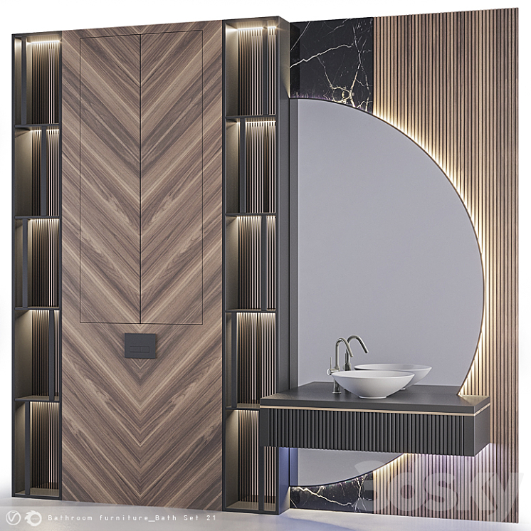 Bathroom furniture Bath Set 21 3DS Max Model - thumbnail 2