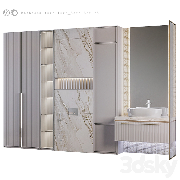 Bathroom furniture Bath Set 25 3DS Max Model - thumbnail 1