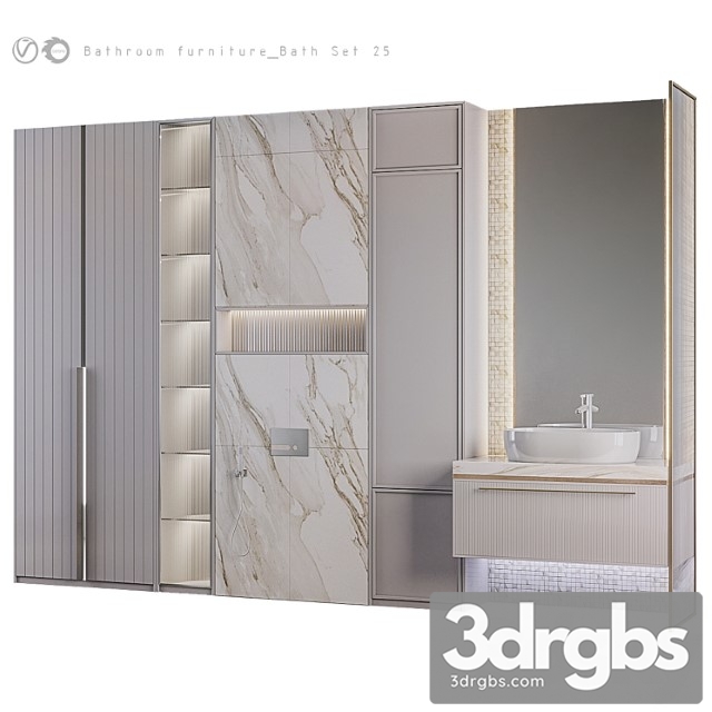 Bathroom Furniture Bath Set 25 3dsmax Download - thumbnail 1