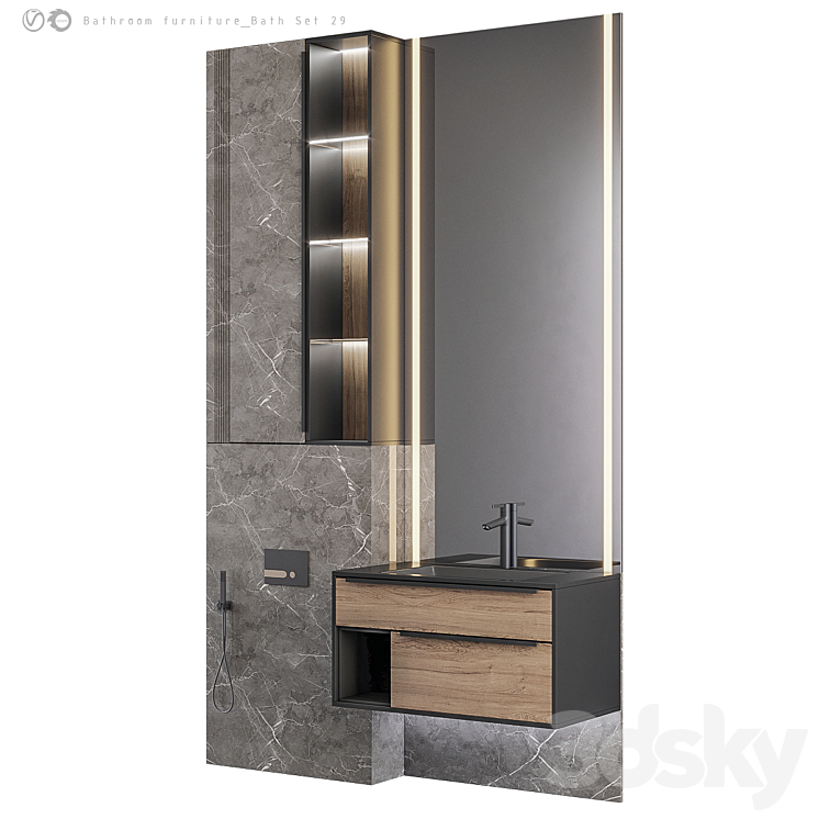 Bathroom furniture Bath Set 29 3DS Max Model - thumbnail 1