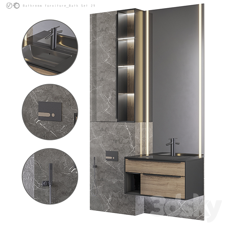 Bathroom furniture Bath Set 29 3DS Max Model - thumbnail 2