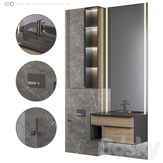 Bathroom furniture Bath Set 29 3DS Max Model - thumbnail 2