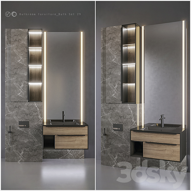 Bathroom furniture Bath Set 29 3DS Max Model - thumbnail 3