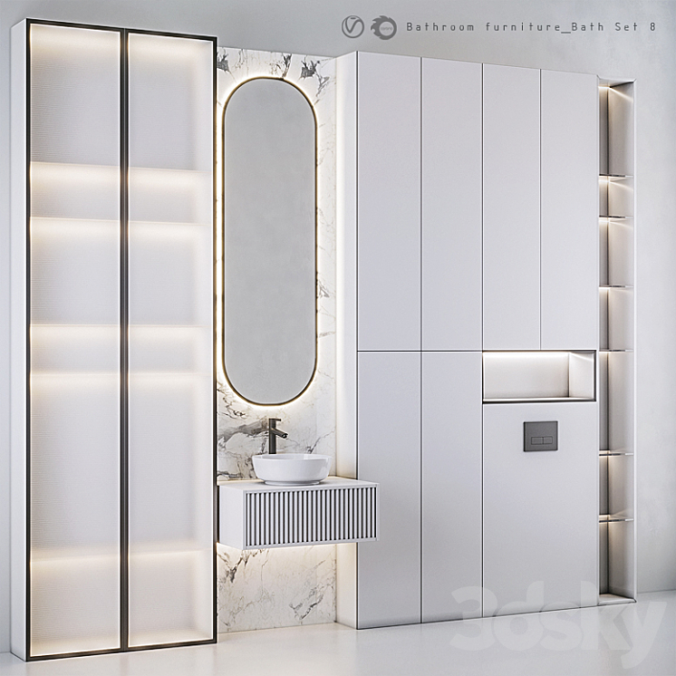 Bathroom Furniture Bath Set 8 3DS Max Model - thumbnail 2