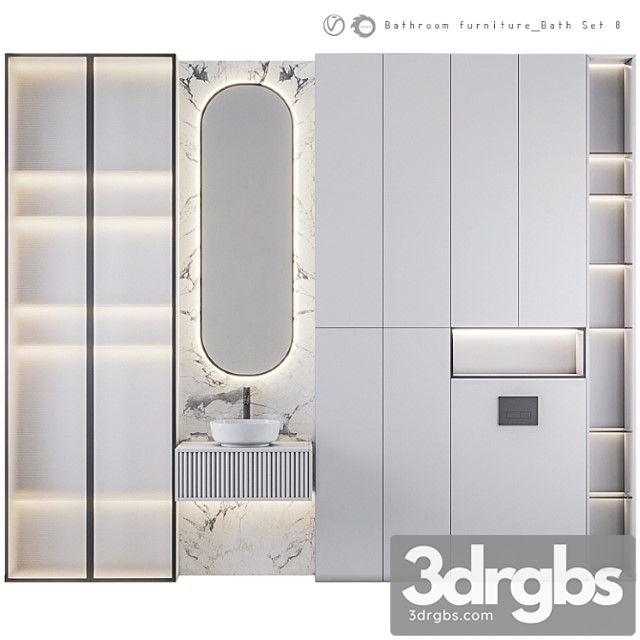 Bathroom Furniture Bath Set 8 3dsmax Download - thumbnail 1