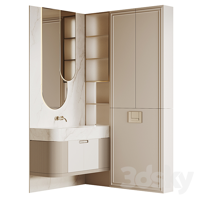 Bathroom furniture beige 3DS Max Model - thumbnail 2