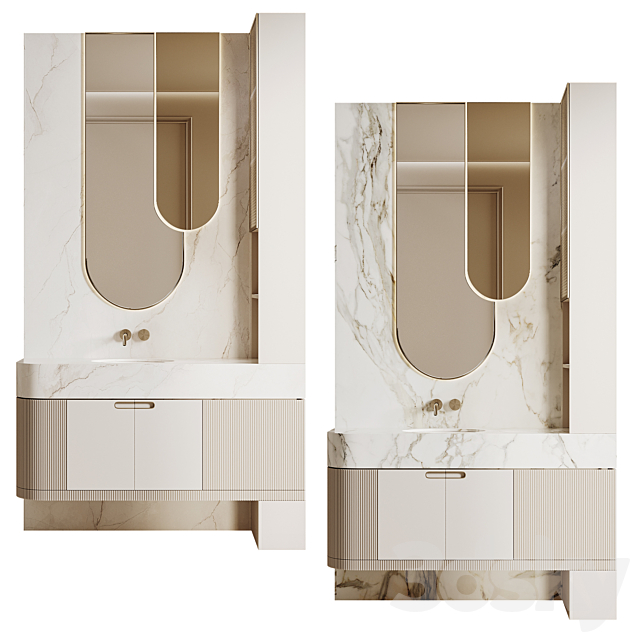 Bathroom furniture beige 3DS Max Model - thumbnail 3