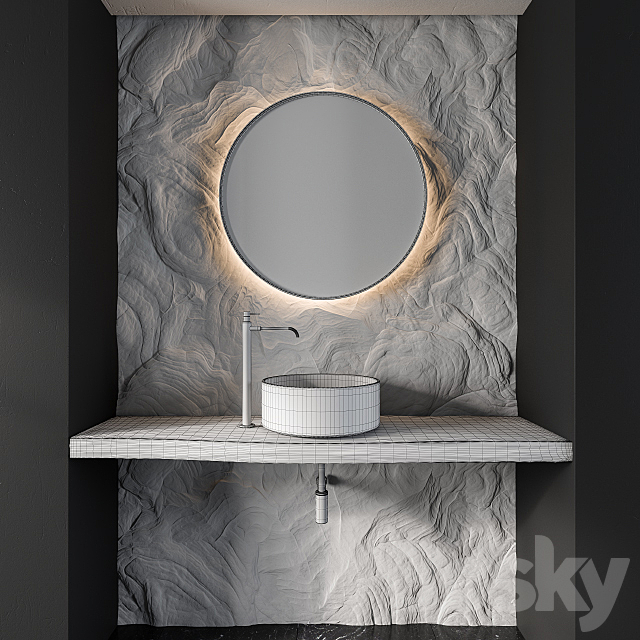 Bathroom Furniture Gray Rock Wall 3DS Max Model - thumbnail 2