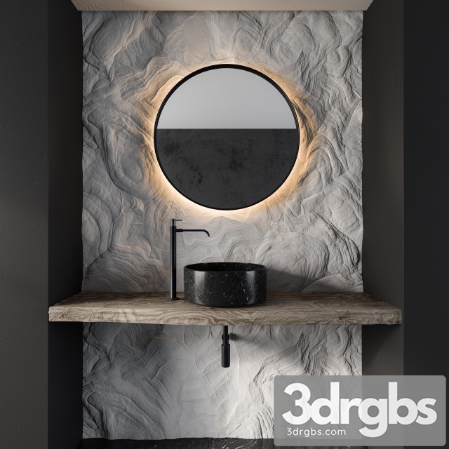 Bathroom Furniture Gray Rock Wall 3dsmax Download - thumbnail 1