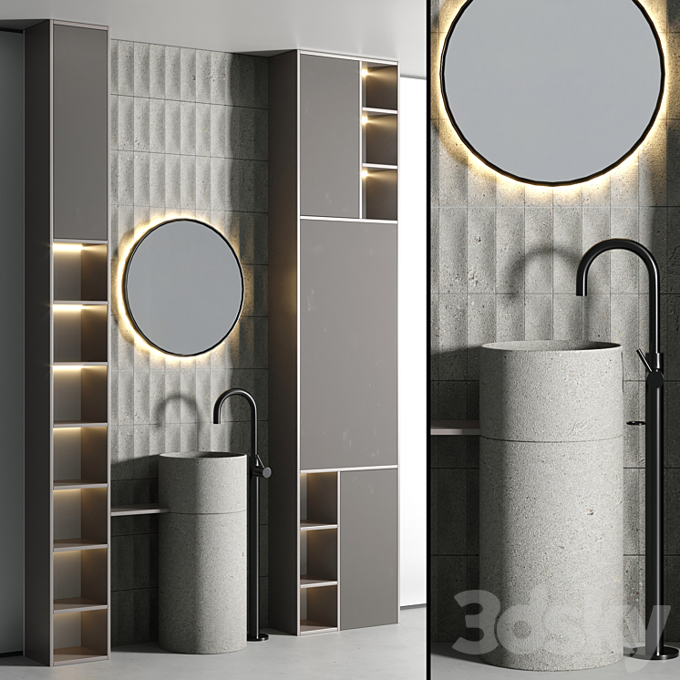 Bathroom furniture set 02 3DS Max - thumbnail 1