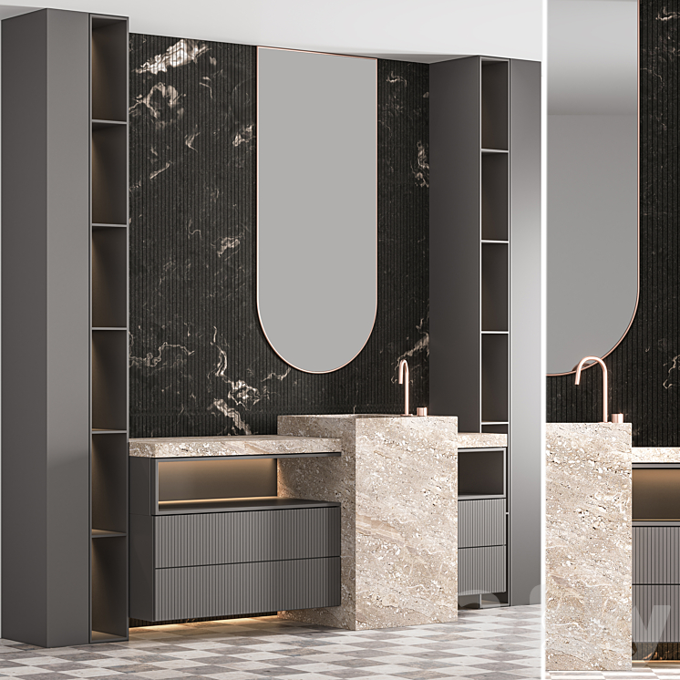 Bathroom Furniture Set 04 3DS Max Model - thumbnail 2