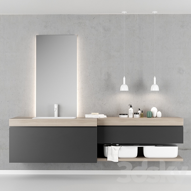 Bathroom furniture set 2 Scavolini QI 3ds Max - thumbnail 1