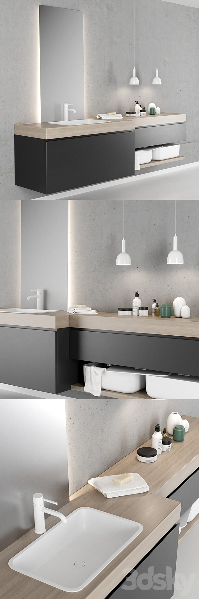 Bathroom furniture set 2 Scavolini QI 3ds Max - thumbnail 2