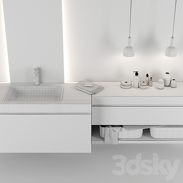 Bathroom furniture set 2 Scavolini QI 3ds Max - thumbnail 3