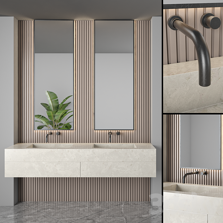 Bathroom furniture set 52 3DS Max Model - thumbnail 1