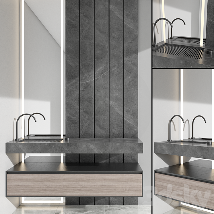 bathroom furniture set 90 3DS Max - thumbnail 1