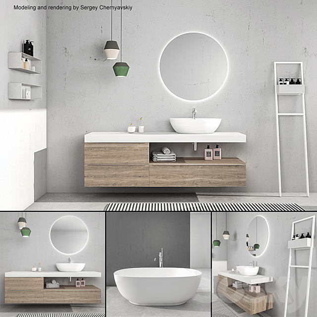 Bathroom furniture set Arcom e.Ly 4 3ds Max - thumbnail 1