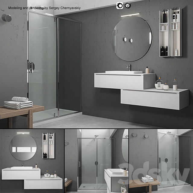 Bathroom furniture set Arcom e.Ly 5 3ds Max - thumbnail 1