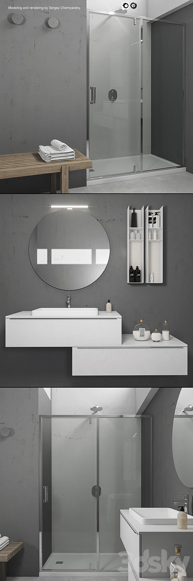 Bathroom furniture set Arcom e.Ly 5 3ds Max - thumbnail 2