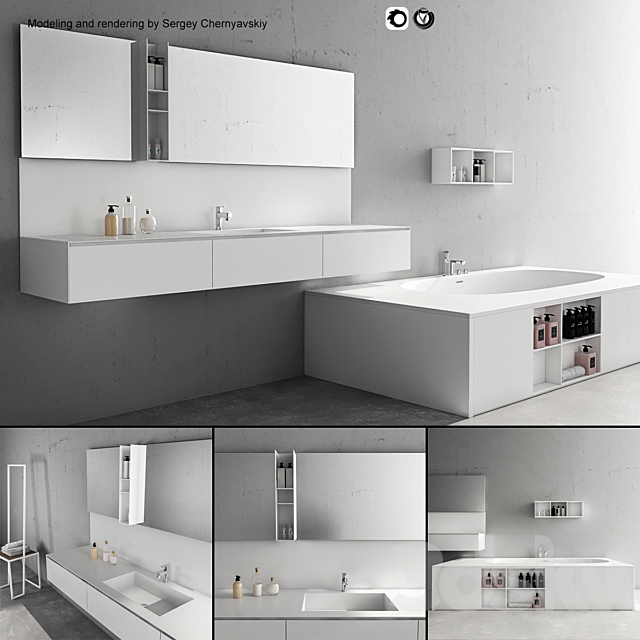 Bathroom furniture set Arcom Escape 2 3ds Max - thumbnail 1