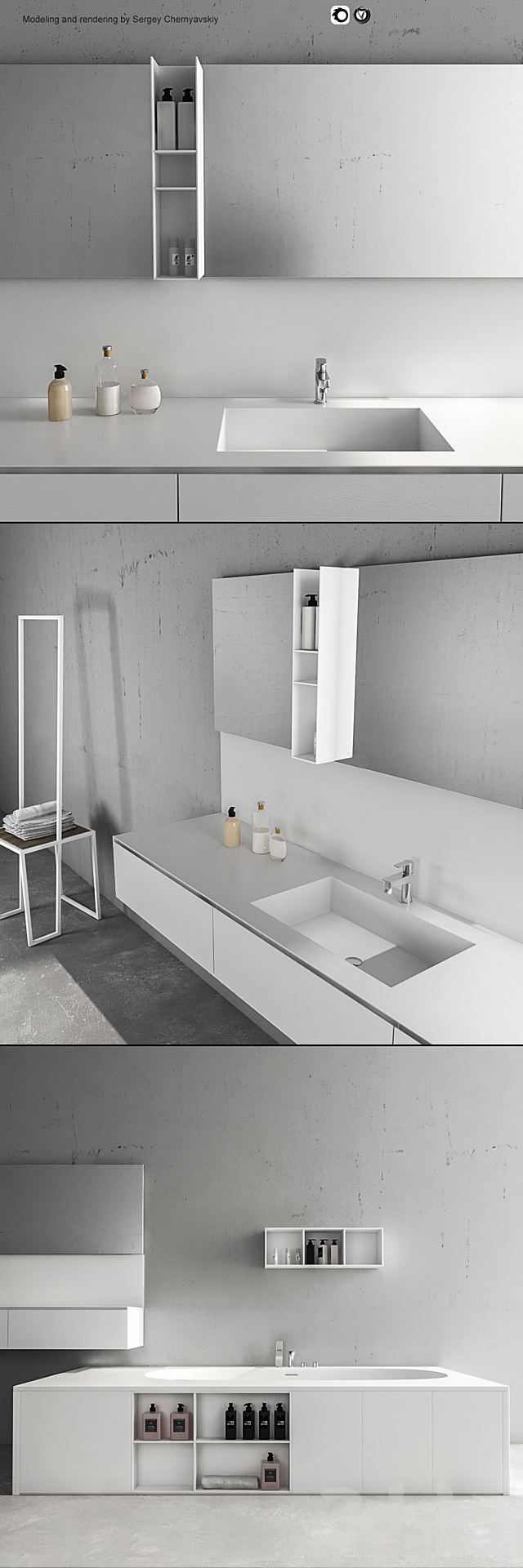 Bathroom furniture set Arcom Escape 2 3ds Max - thumbnail 2