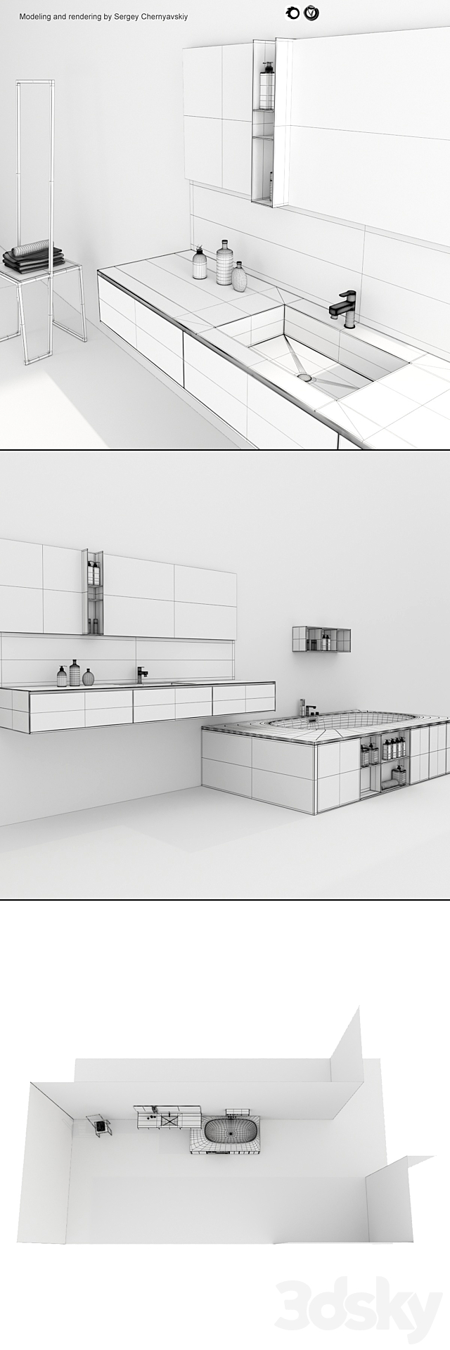 Bathroom furniture set Arcom Escape 2 3ds Max - thumbnail 3