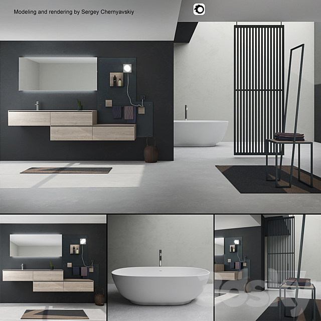 Bathroom furniture set Arcom Escape 3ds Max - thumbnail 1