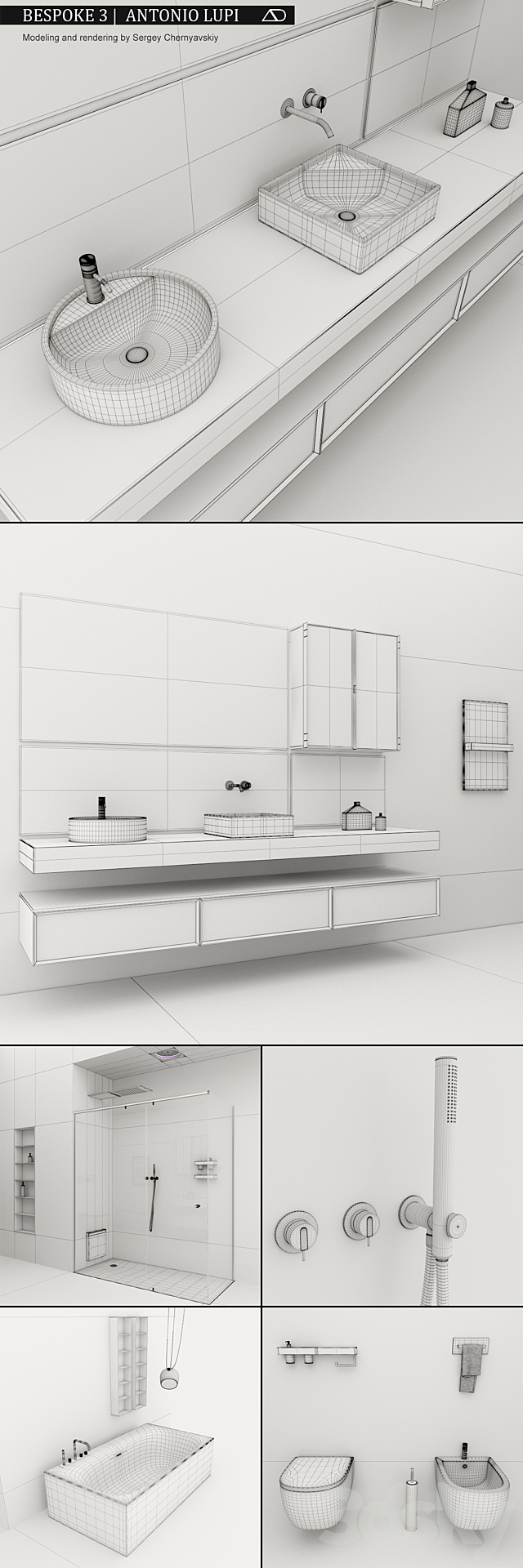 Bathroom furniture set Bespoke 3 3DS Max Model - thumbnail 3