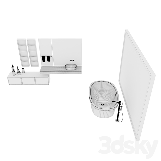 Bathroom furniture set Bespoke 3DS Max Model - thumbnail 3