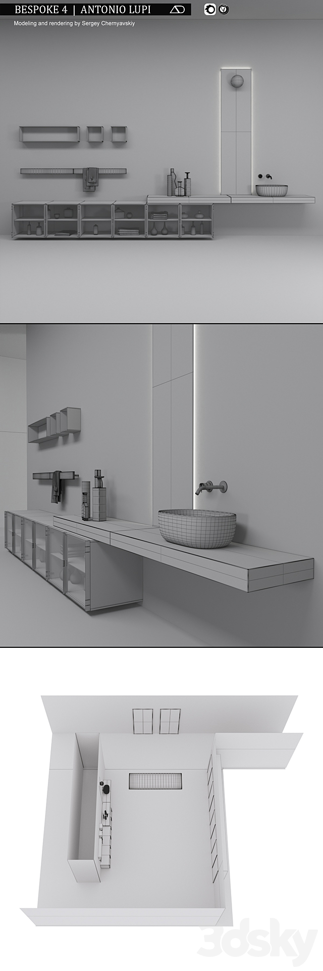 Bathroom furniture set Bespoke 4 3DS Max Model - thumbnail 3