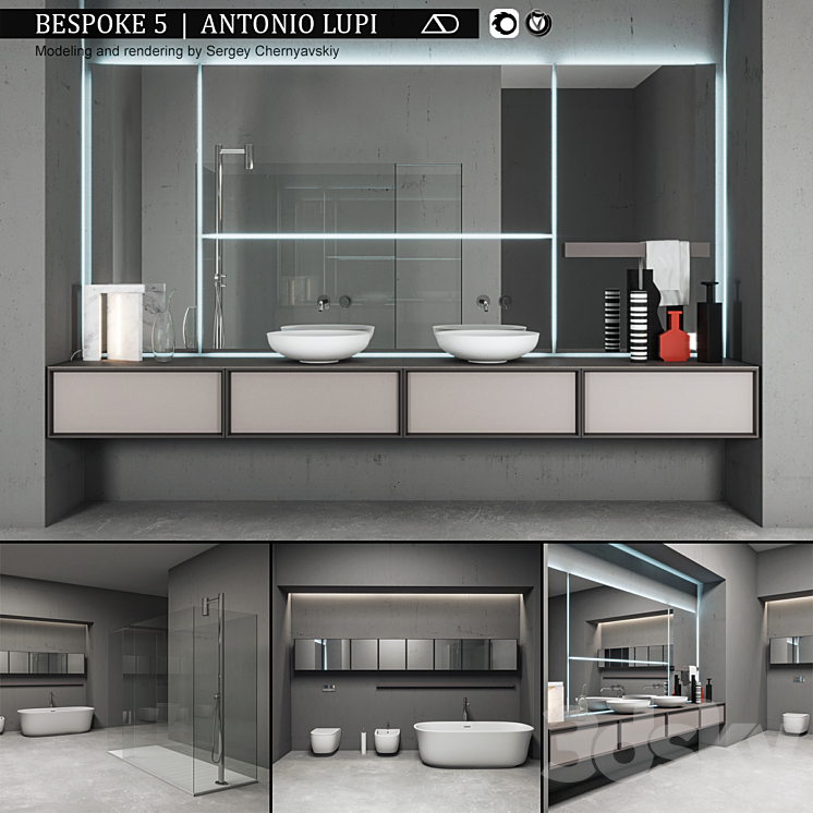 Bathroom furniture set Bespoke 5 3DS Max - thumbnail 1