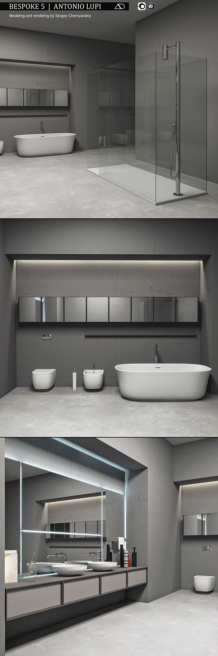 Bathroom furniture set Bespoke 5 3DS Max - thumbnail 2