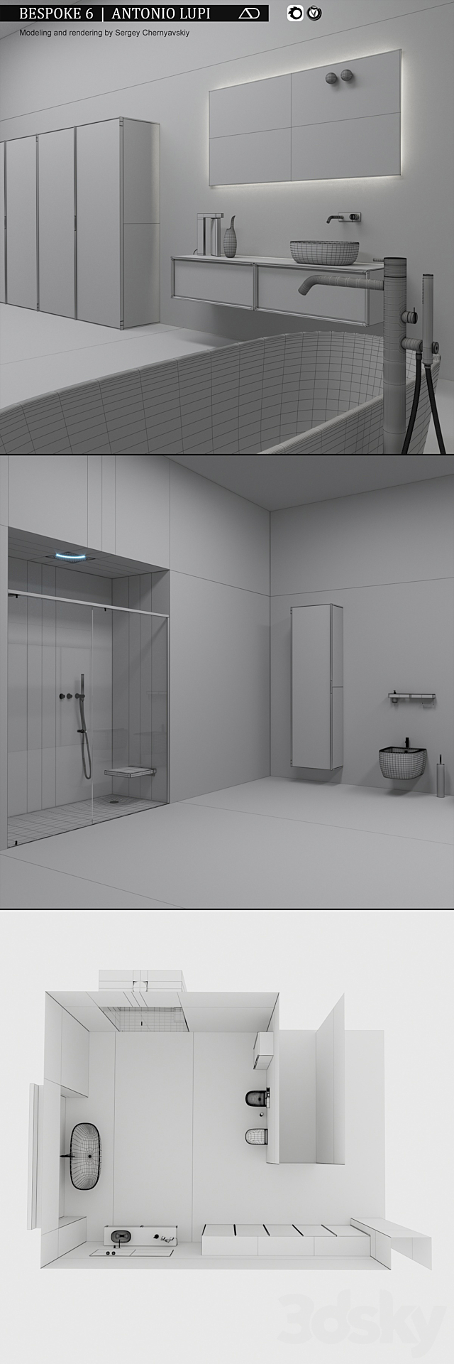 Bathroom furniture set Bespoke 6 3DS Max Model - thumbnail 3