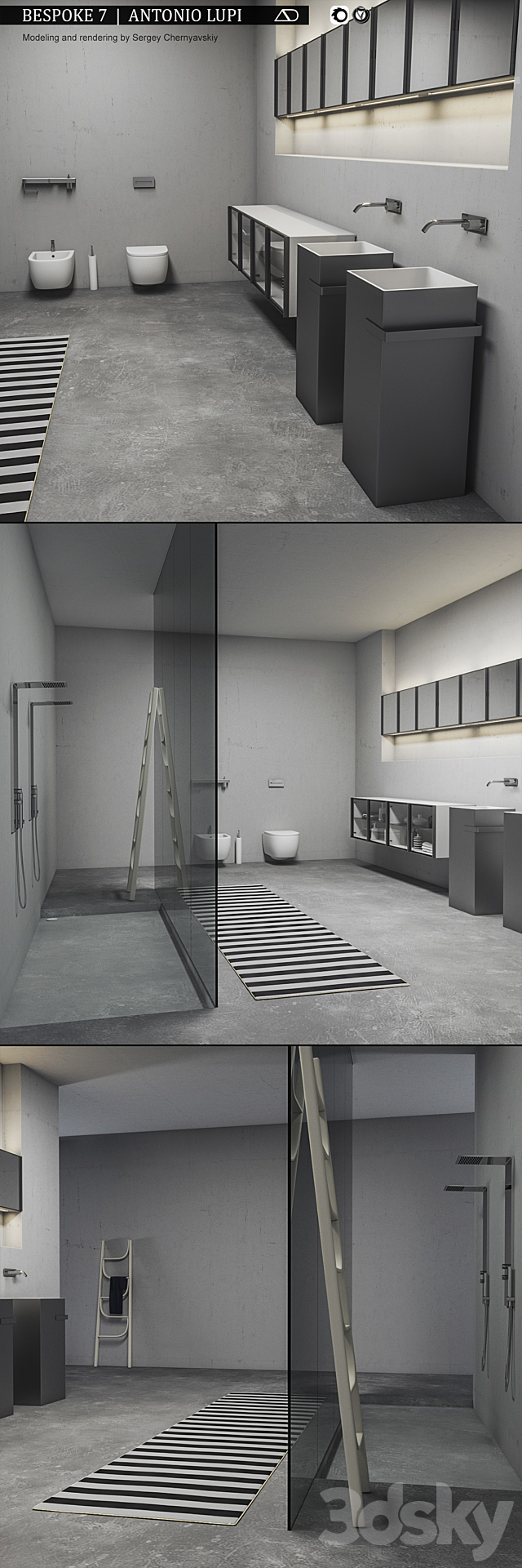 Bathroom furniture set Bespoke 7 3DS Max Model - thumbnail 2