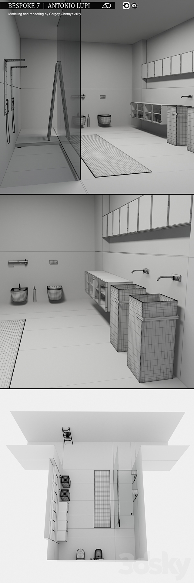 Bathroom furniture set Bespoke 7 3DS Max Model - thumbnail 3