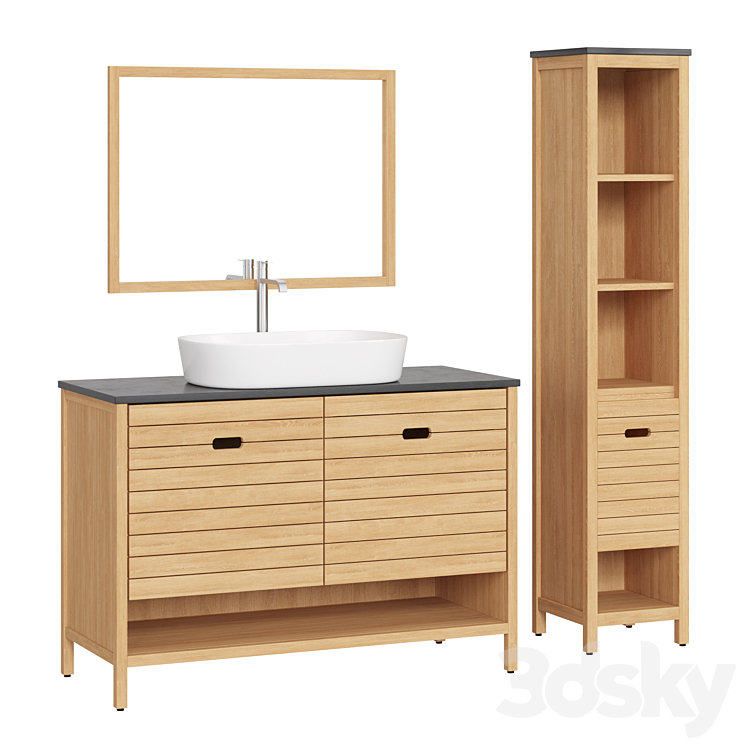 Bathroom furniture set by La Redoute Saturne Acacia # 01 3DS Max - thumbnail 1