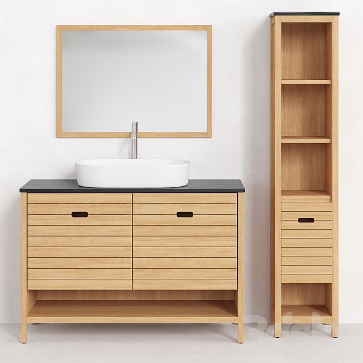 Bathroom furniture set by La Redoute Saturne Acacia # 01 3DS Max - thumbnail 2