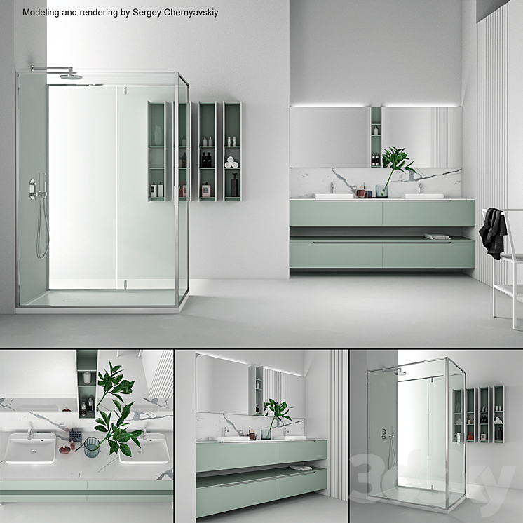 Bathroom furniture set Gold 3DS Max - thumbnail 1