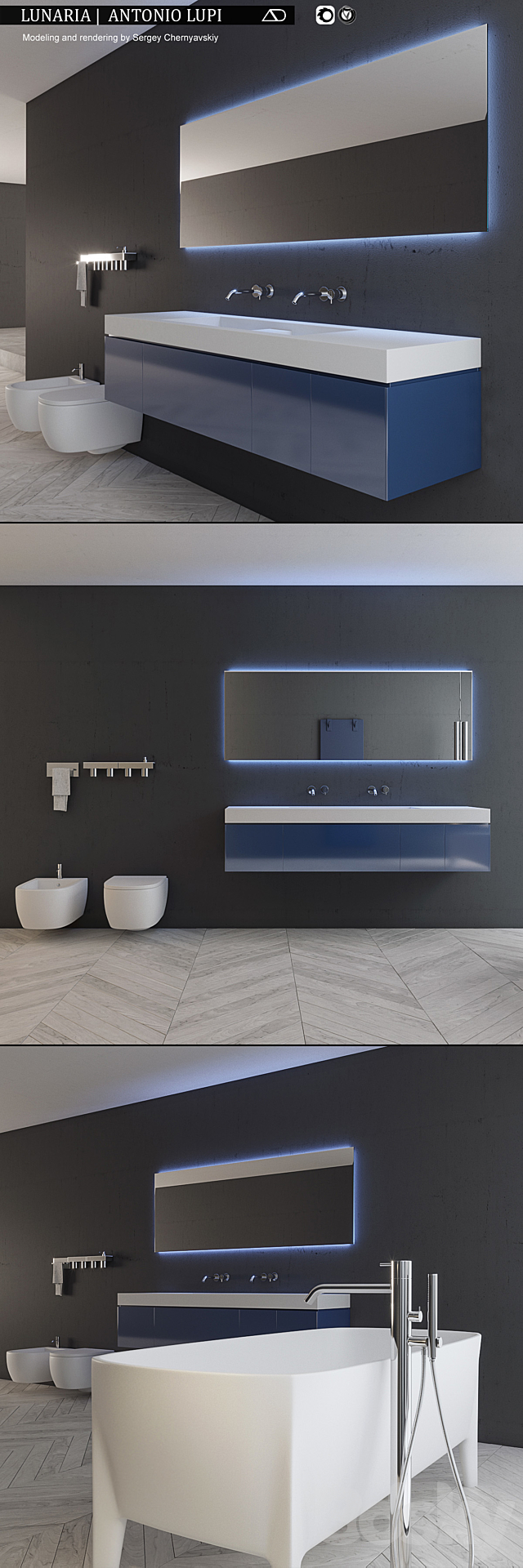 Bathroom furniture set Lunaria 3DS Max Model - thumbnail 2