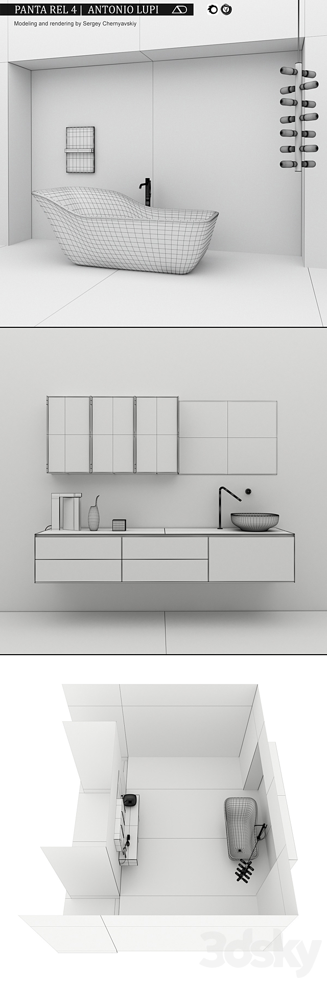 Bathroom furniture set Panta Rel 4 3ds Max - thumbnail 3